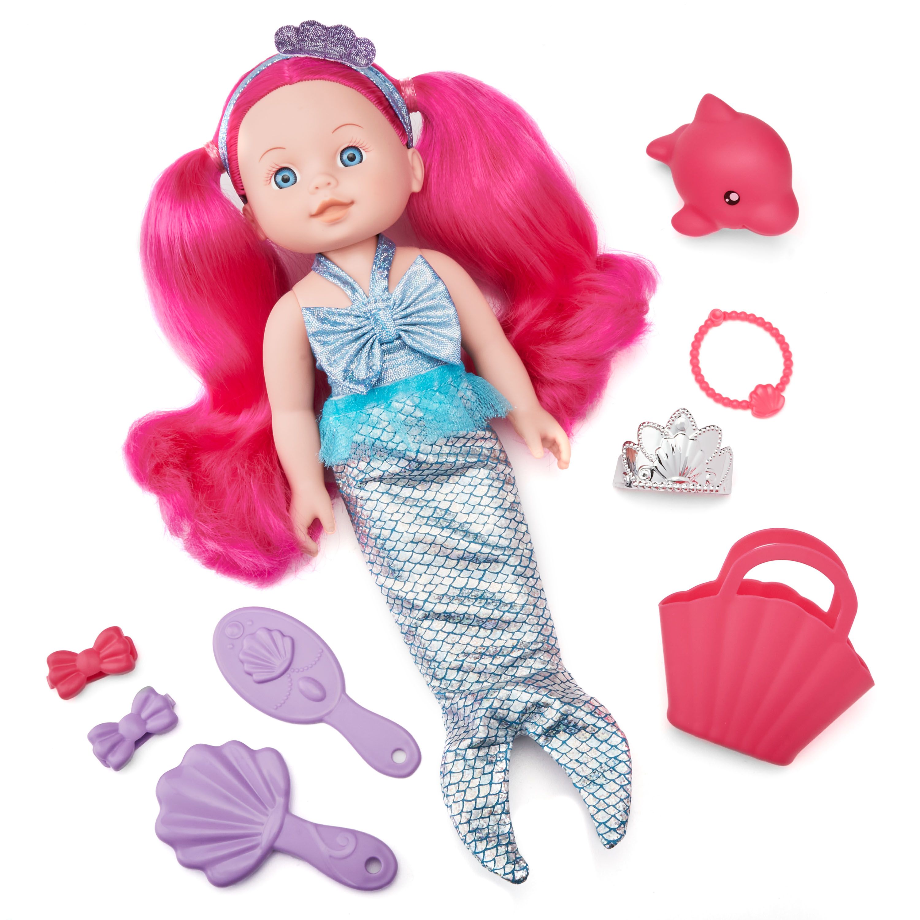 Kid Connection Mermaid Baby Doll Play Set, Blue Eyes, Pink Hair, Light Skin Tone - Walmart.com