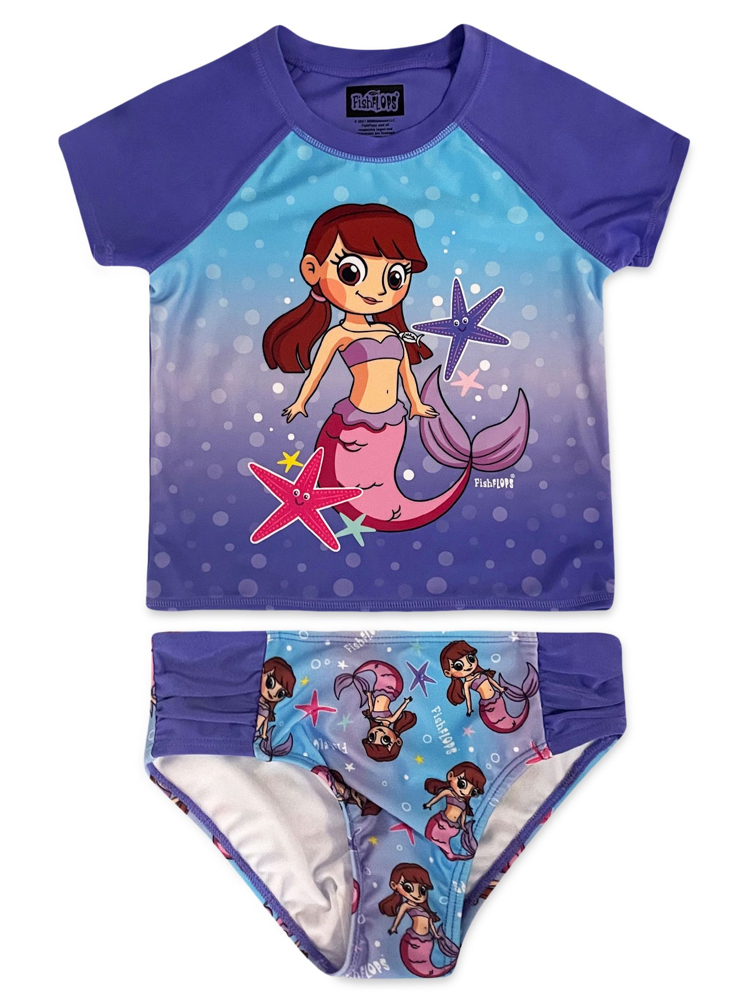 Fish Flop Little Girls Mermaid Rash Guard, Sizes 4-8 - Walmart.com