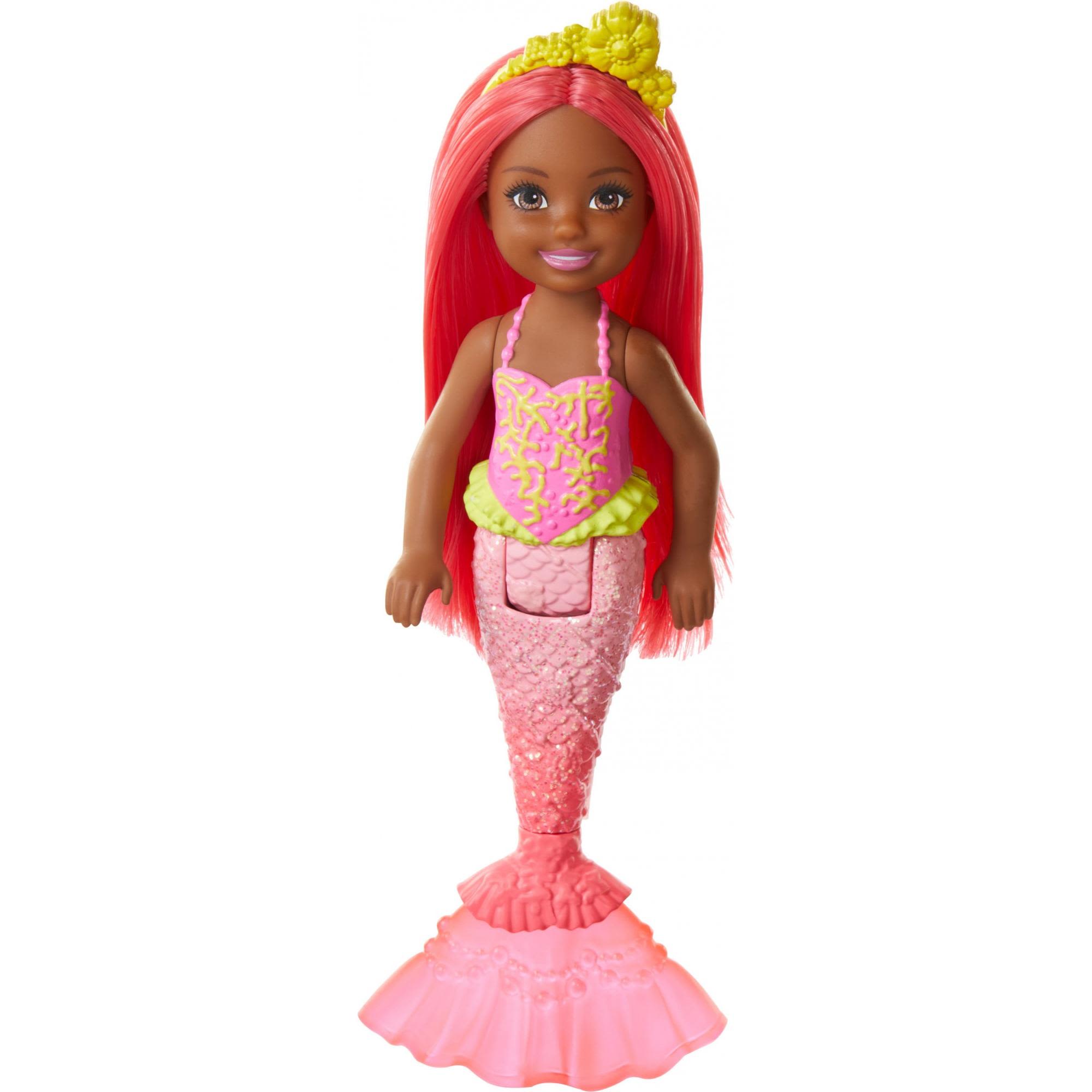 Barbie Dreamtopia Chelsea Mermaid Doll, 6.5-Inch With Coral-Colored Hair And Tail - Walmart.com