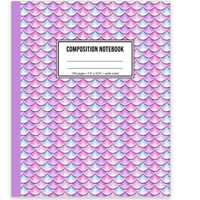 Composition Notebook: Pink Mermaid Wide Ruled Notebook For Girls: Playful Print Notebooks: 978168964