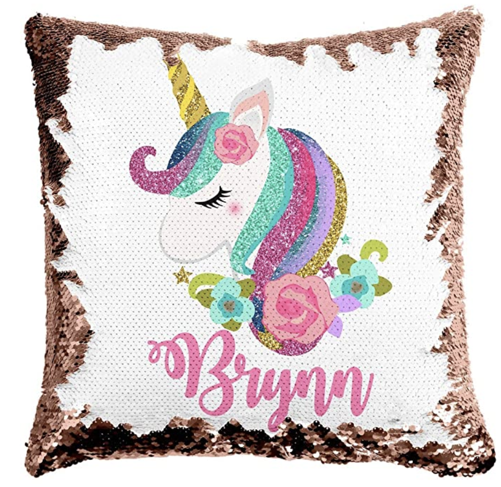 Amazon.com: Custom Unicorn Reversible Sequin Pillow, Personalized Gifts for Girls, Mermaid Pillow, K