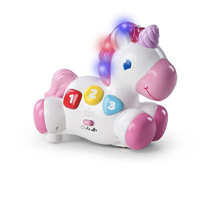 Amazon.com : Bright Starts Rock & Glow Unicorn Crawling Baby Toy with Lights and Melodies, Age 6 mon