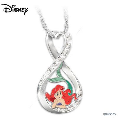 Disney The Little Mermaid Forever Ariel Womens Infinity-Shaped Pendant Necklace With Swarovski Cryst