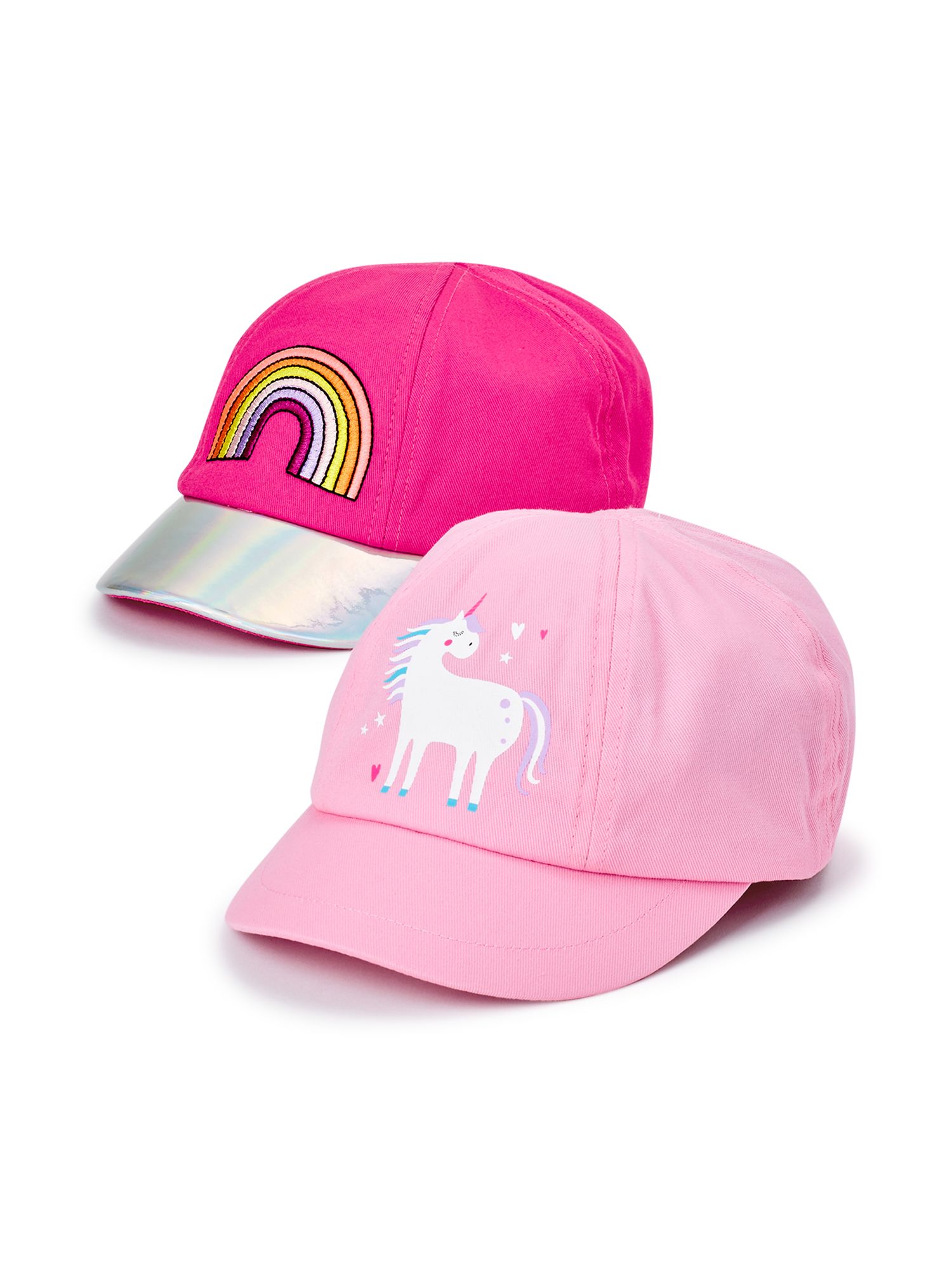 Wonder Nation Pink Unicorn and Rainbow Detailed Baseball Hats for Toddler Girls, 2-Pack - Walmart.co
