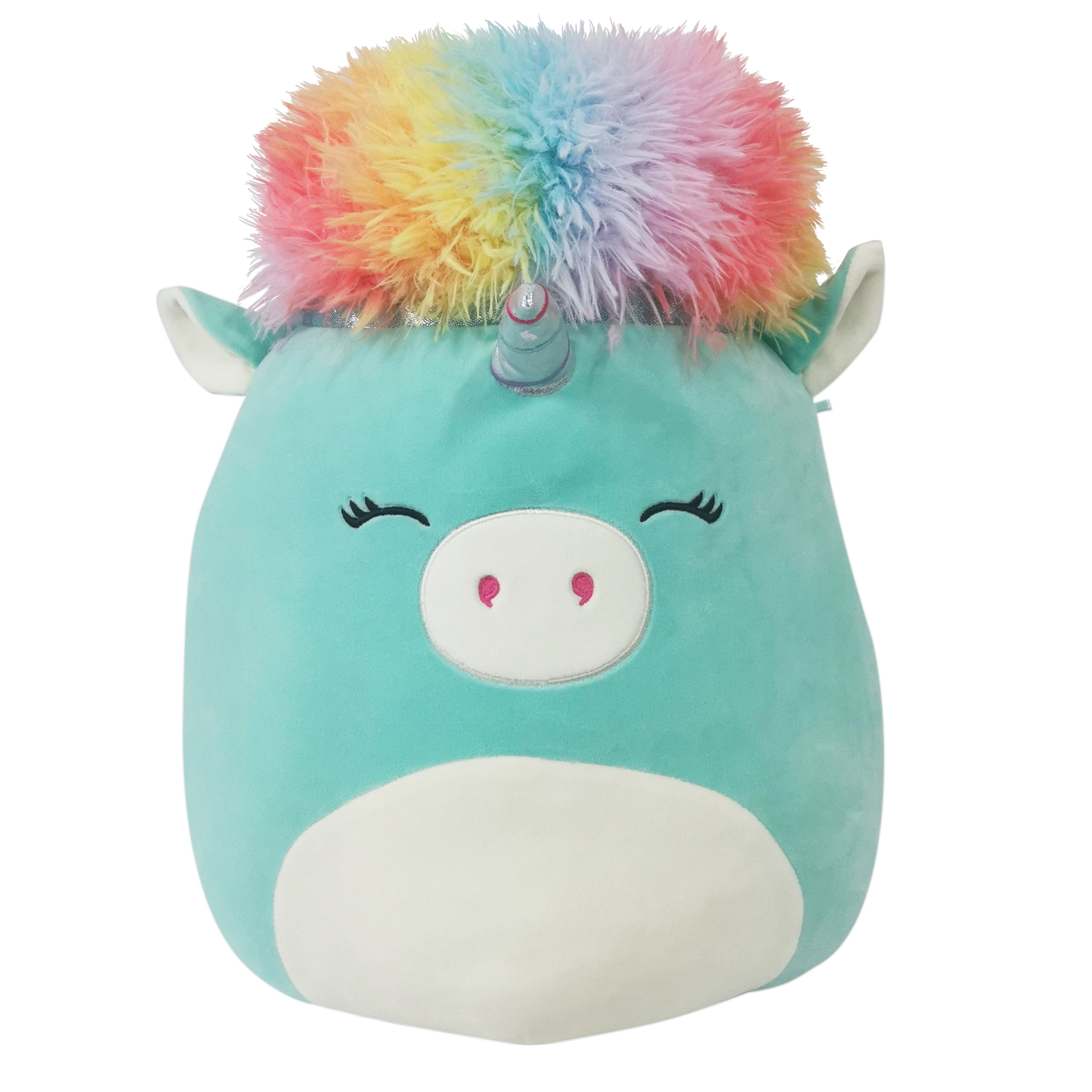 Squishmallows Official Kellytoy Plush 14" Squishdoo Plush Teal Unicorn with Rainbow Hair - Ultrasoft