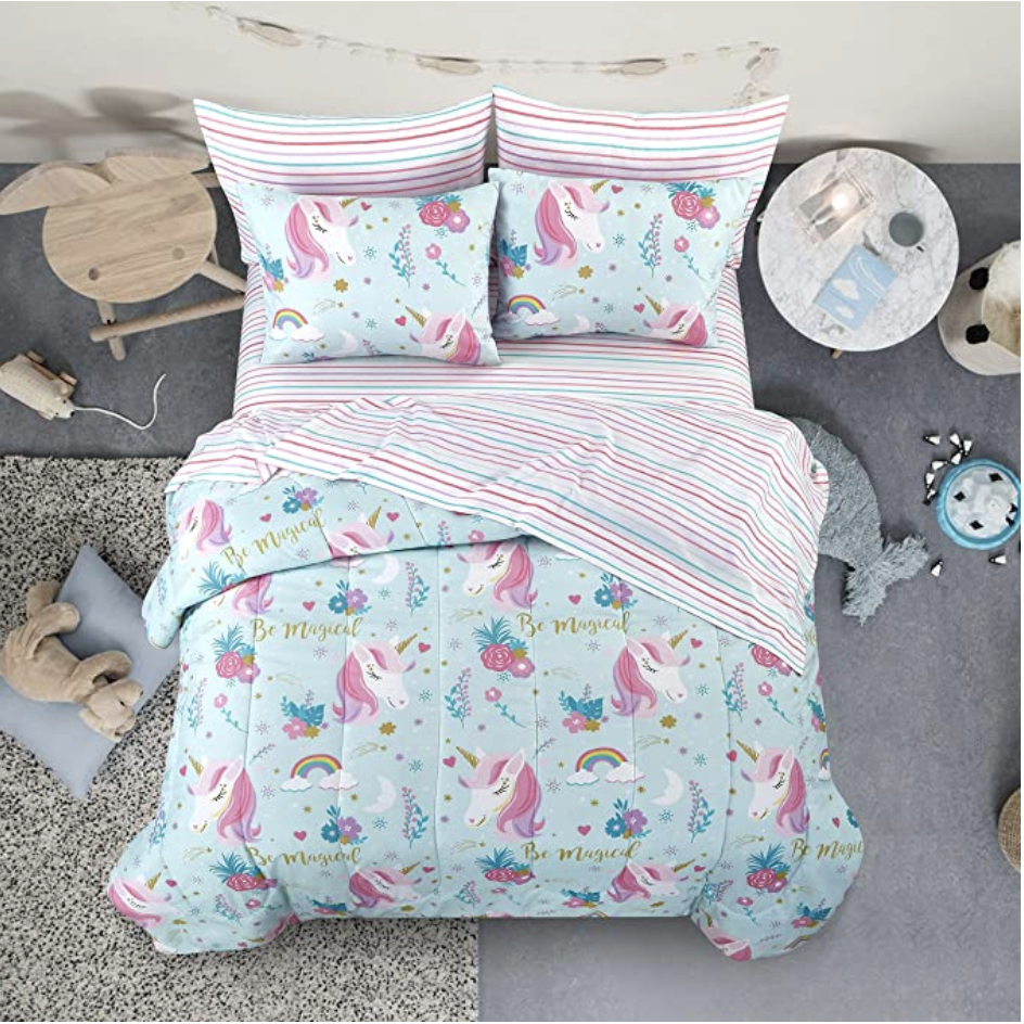 Amazon.com: Heritage Kids Kids and Toddler Ultra-Soft Sleepy Unicorn and Rainbow Easy-Wash Microfibe