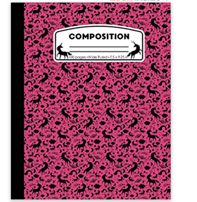 Composition: Unicorn Hot Pink Marble Composition Notebook Wide Ruled 7.5 x 9.25 in, 100 pages book f