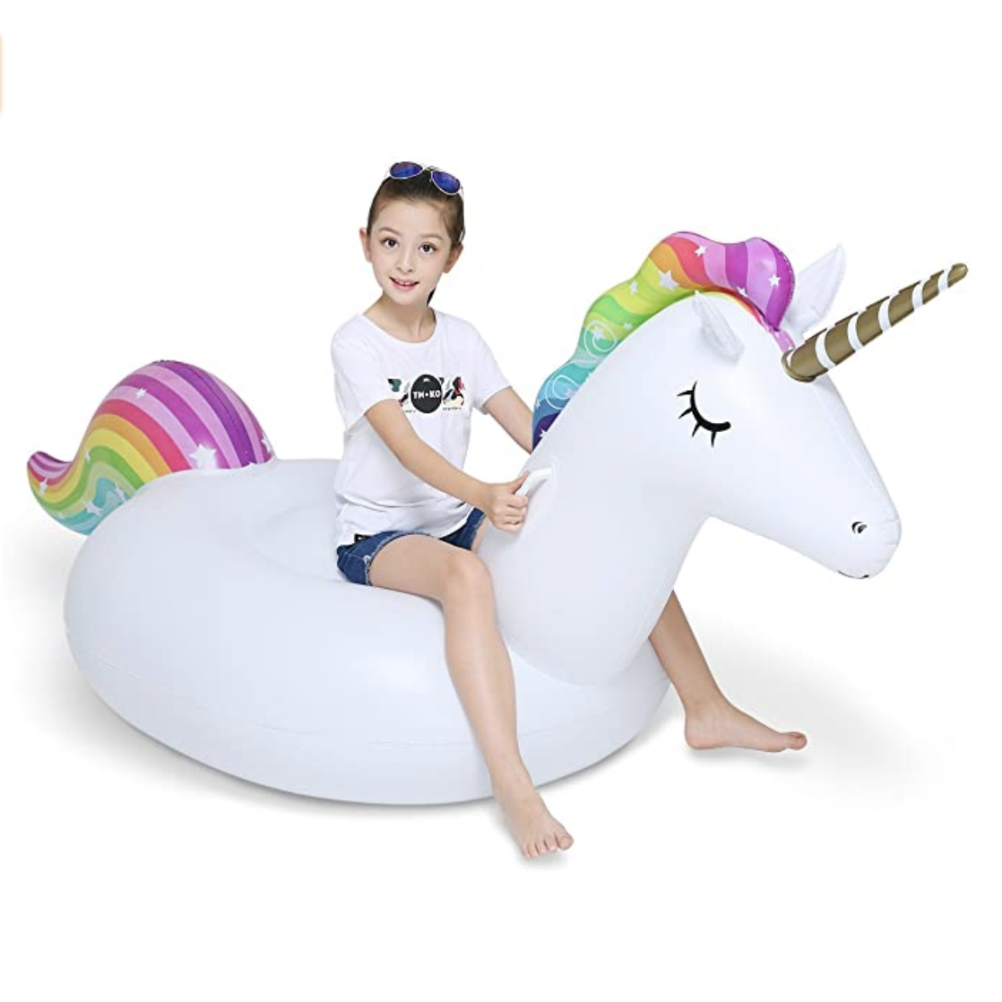 Amazon.com: Jasonwell Big Inflatable Unicorn Pool Float Floatie Ride On with Fast Valves Large Ridea