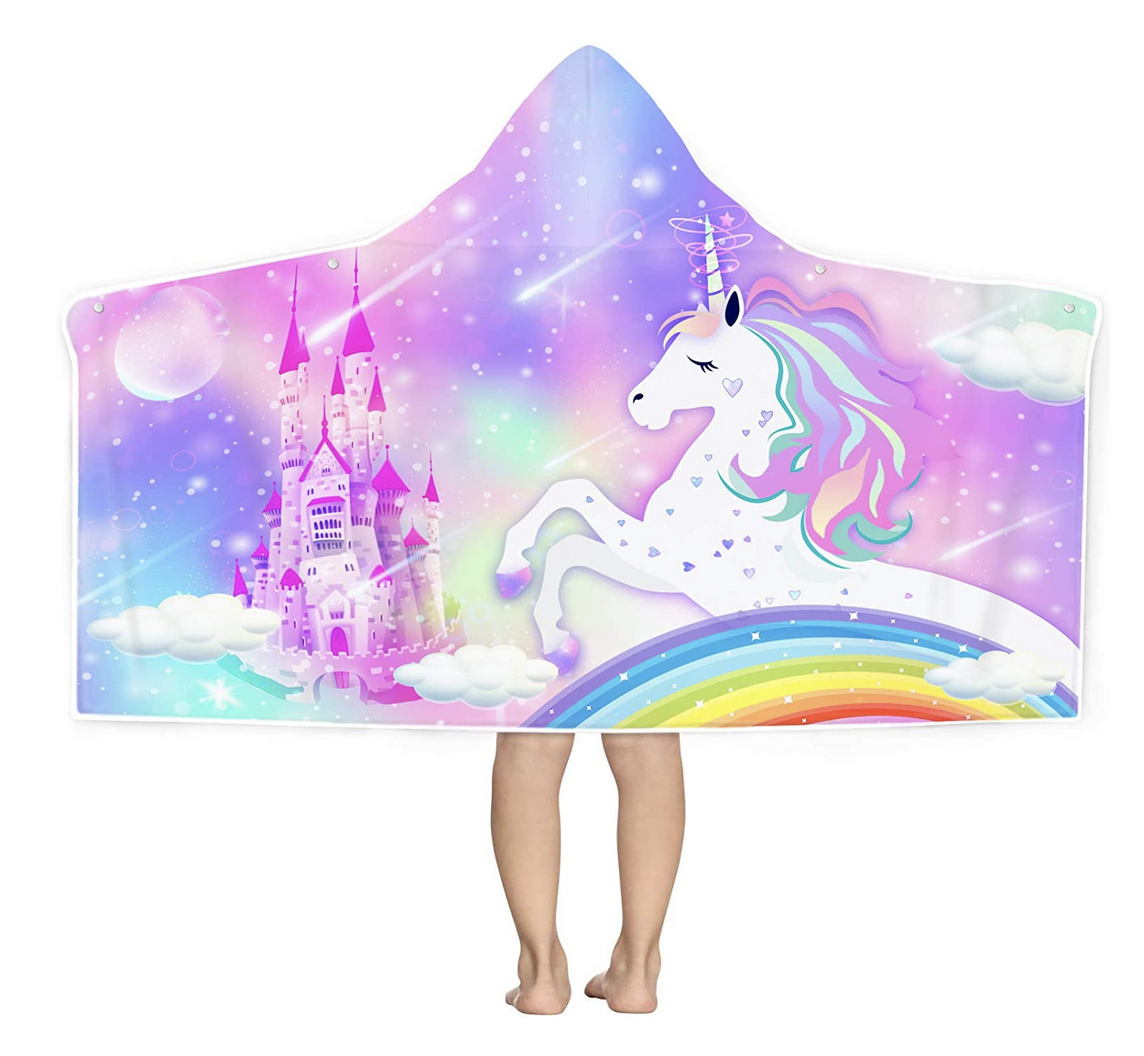 Amazon.com: Bonsai Tree Unicorn Hooded Beach Towel for Kids, Cute Rainbow Toddler Bath Towel with Ho