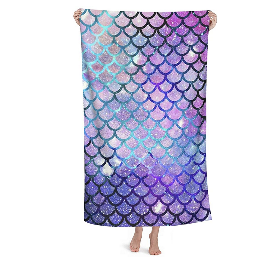 Amazon.com: Mermaid Beach Towel Mermaid Scales Microfiber Beach Blanket Highly Absorbent Fade Resist