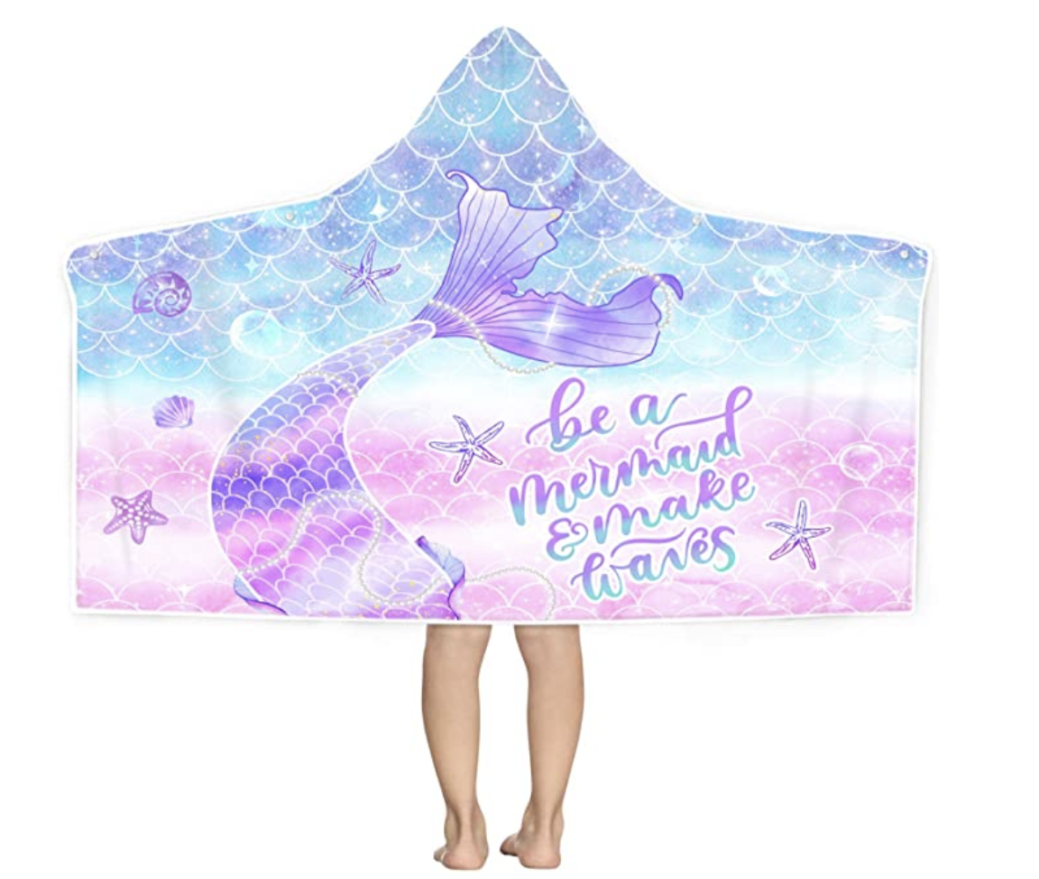 Amazon.com: Bonsai Tree Mermaid Kids Beach Towel with Hood, Mermaid Tail Microfiber Hooded Poncho To