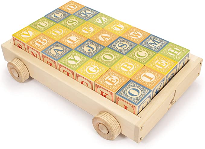 Uncle Goose Classic ABC Blocks with Wagon - Made in The USA : Toys & Games