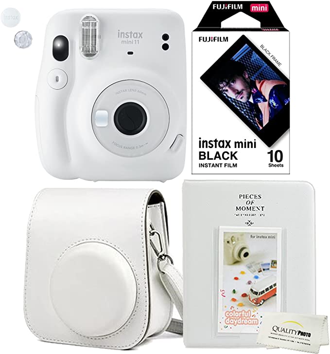 Fujifilm Instax Mini 11 Ice White Instant Camera Plus Matching Case, Photo Album and Fu