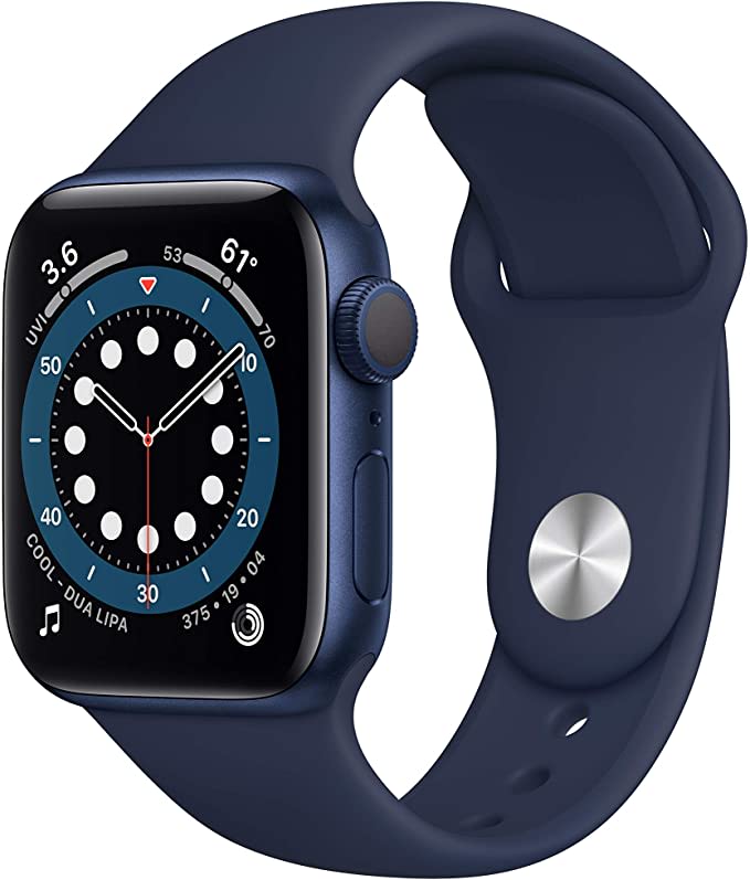 Amazon.com: Apple Watch Series 6 (GPS, 40mm) - Blue Aluminum Case with Deep Navy Sport Band : Electr