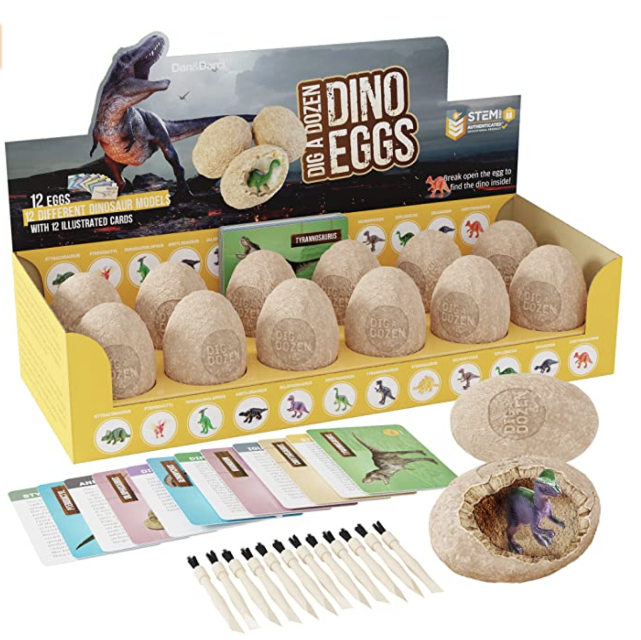 Amazon.com: Dig a Dozen Dino Egg Dig Kit - Easter Egg Dinosaur Toys for Kids - Dig up 12 Eggs & Disc