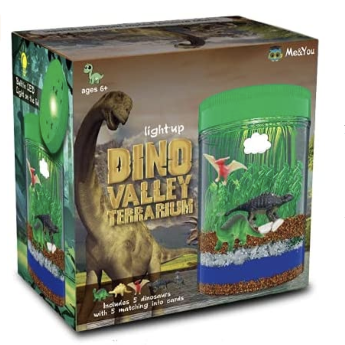 Amazon.com: Light-Up Terrarium Kit for Kids with 5 Dinosaur Toys, STEM Educational DIY Science Proje