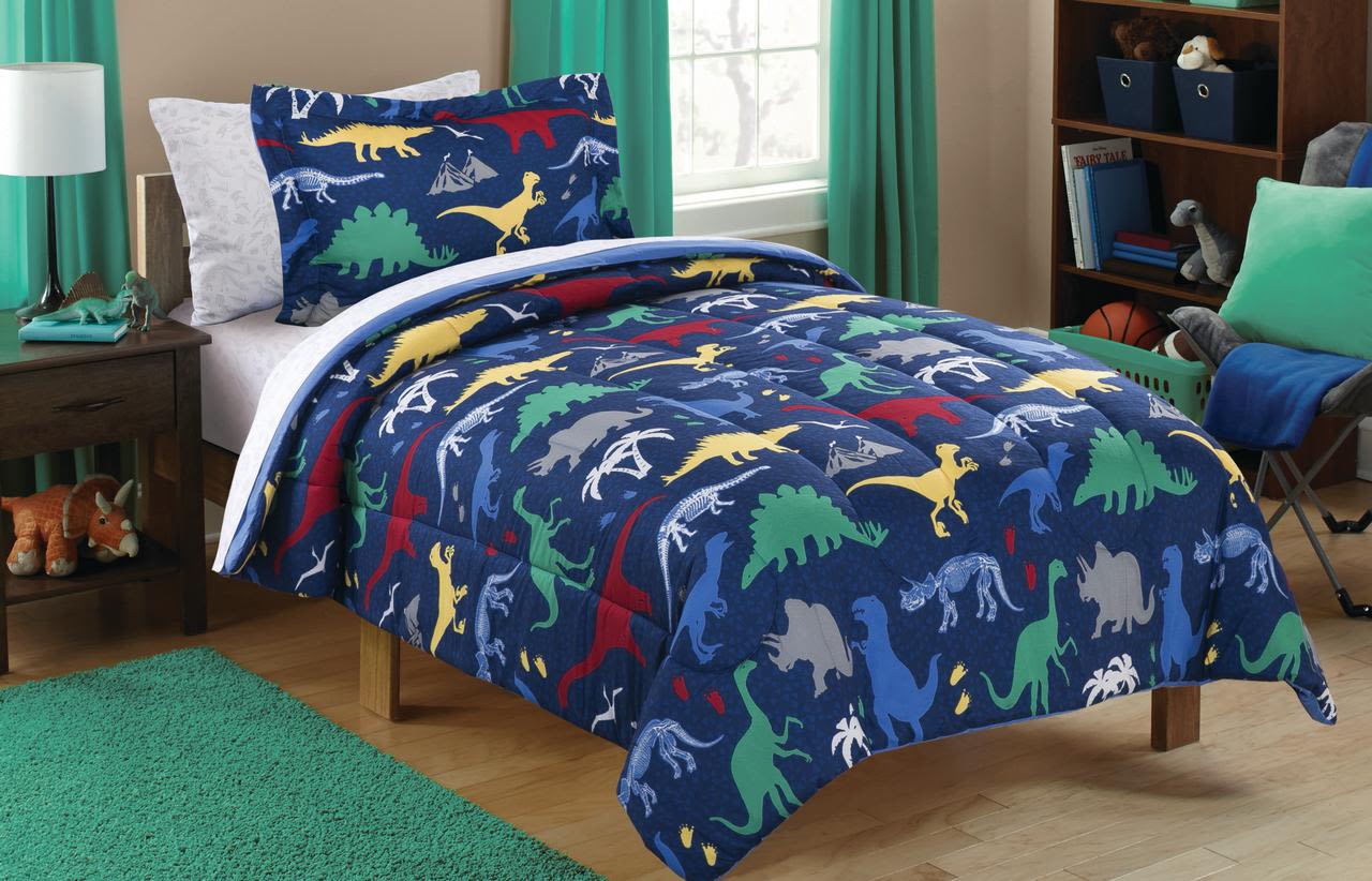 Your Zone Dino Roam Bed in a Bag Bedding Set w/ Reversible Comforter - Walmart.com