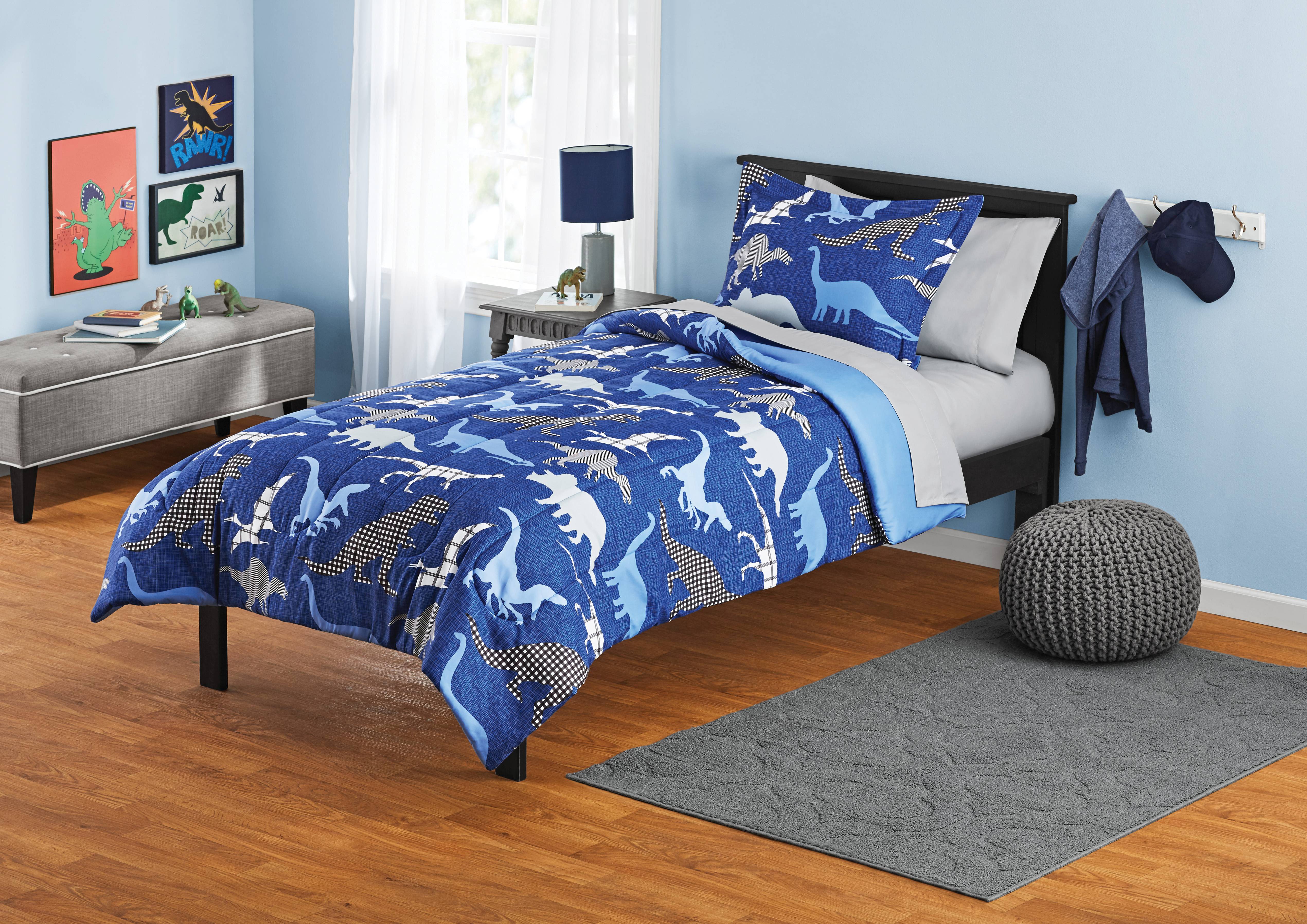 Your Zone Blue Dinosaurs Bed-in-a-Bag - Walmart.com