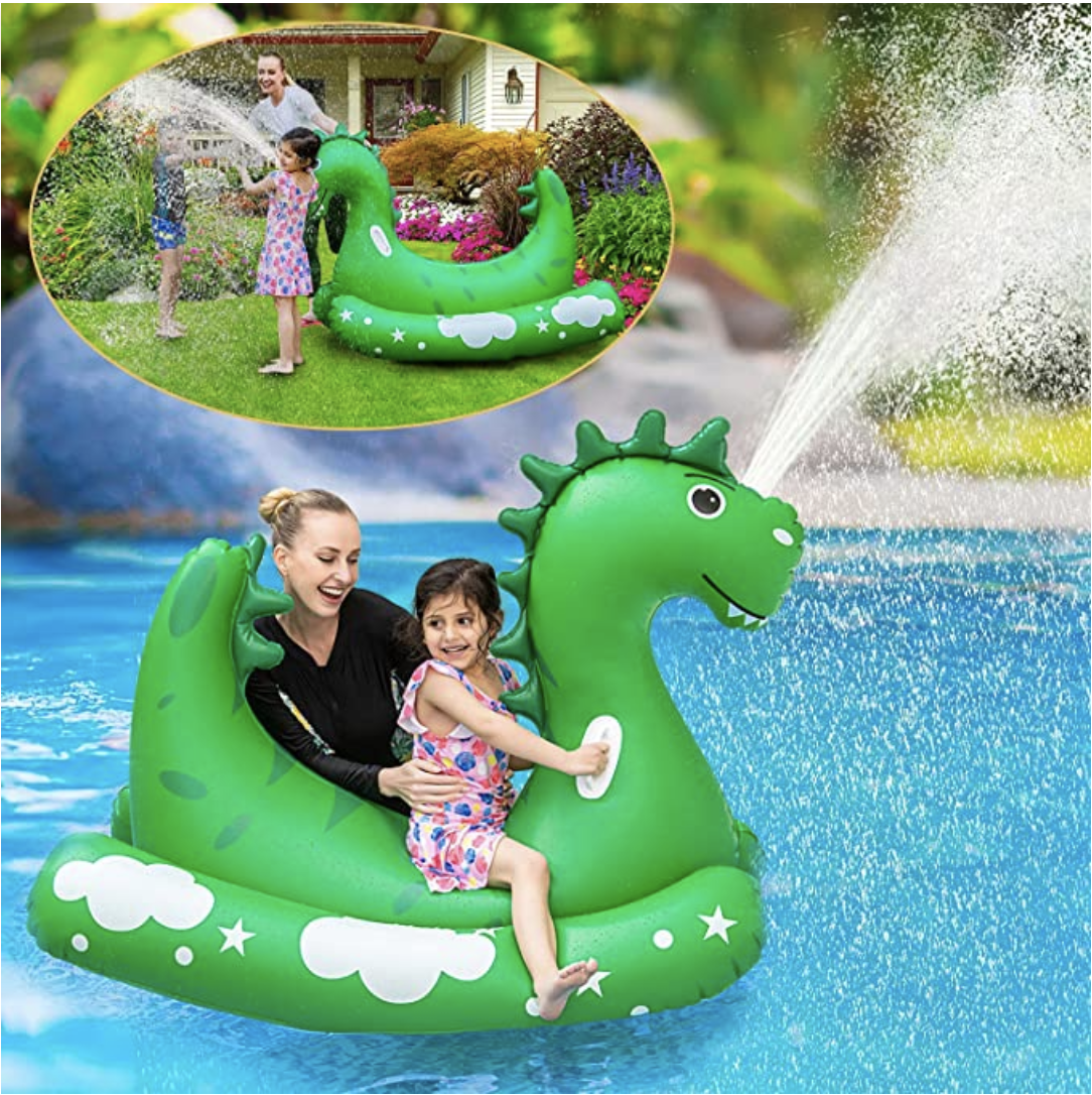 Amazon.com: Inflatable Pool Float for Kids Adults - Kids Sprinklers Pool Toys Ride-on Dinosaur Splas