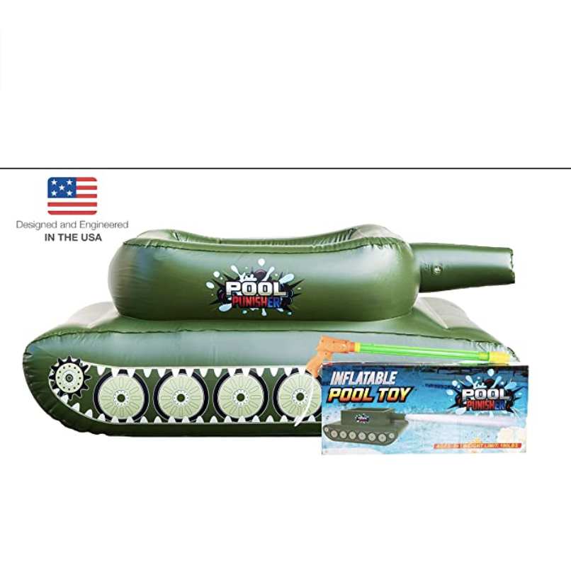 Amazon.com: Pool Punisher Inflatable Toy Tank with Squirt Gun- Swimming Accessories for Kids, Teens 