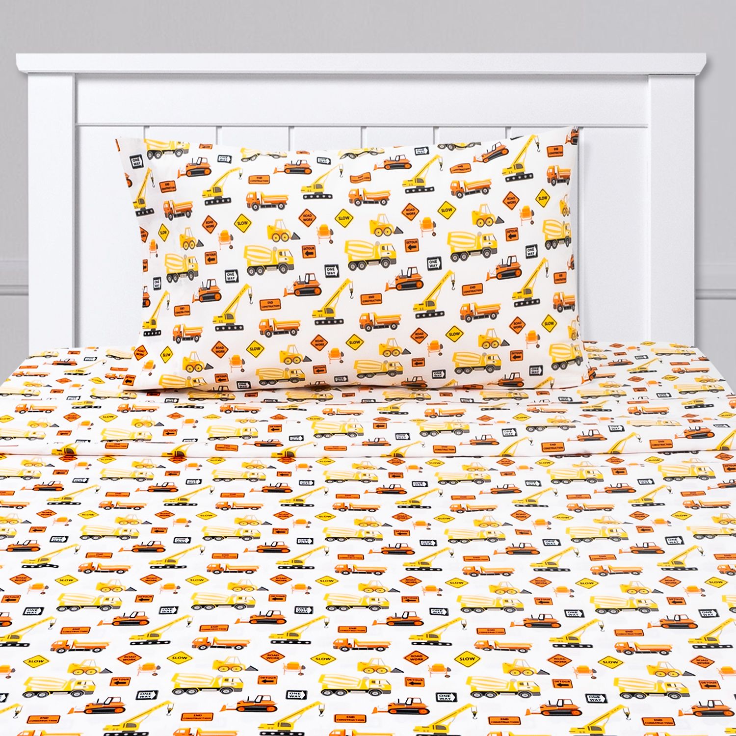 Construction Vehicles Dump Trucks Cranes Kids Sheet Set Twin, Twin XL, Full - Walmart.com