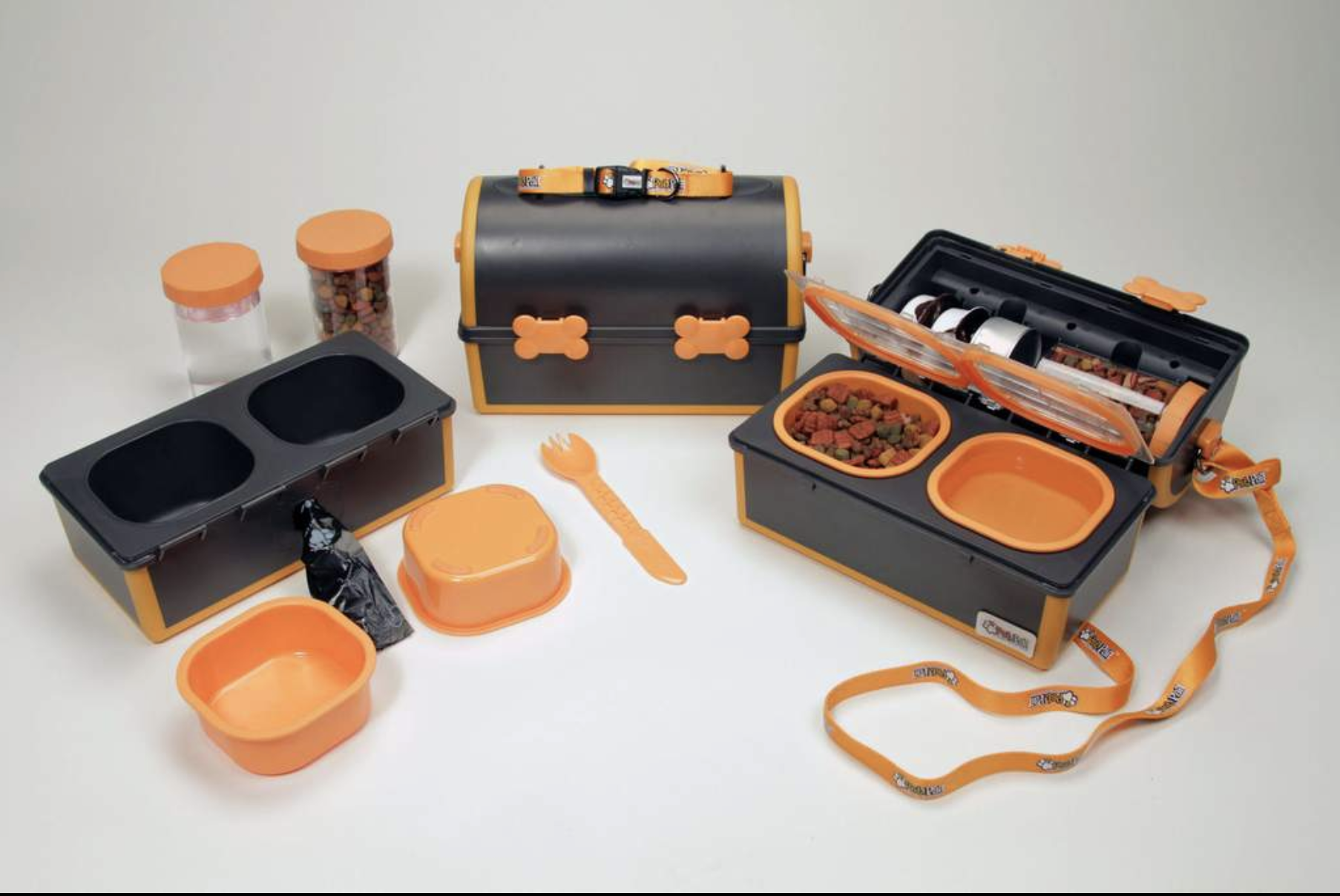 Travel Dog Bowl | Orange & Black Elevated Dog Bowl | My Pet Pail®