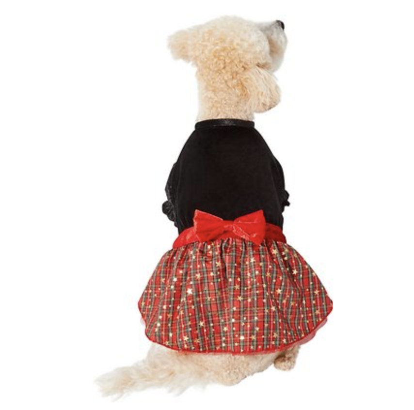 FRISCO Velvet Dog & Cat Plaid Dress, X-Small - Chewy.com