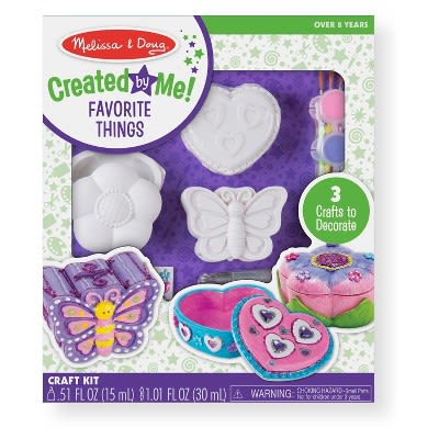 Melissa & Doug Decorate-your-own Favorite Things Craft Kits Set: Flower And Heart Treasure Box And B