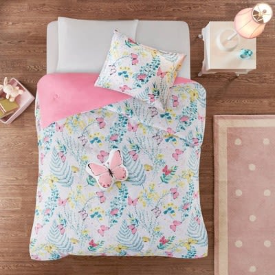 Amelia Printed Butterfly Comforter Set Pink : Target