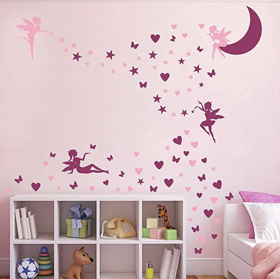 Amazon.com: Fairy Wall Sticker Girls Fairy Wall Decals Nursery Fairies Wall Stickers Butterfly Pink 