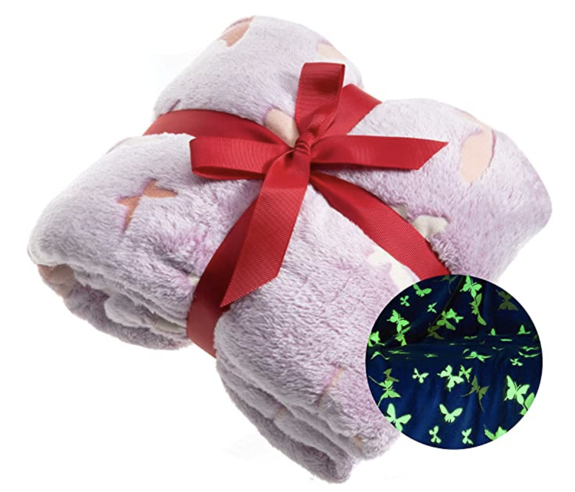 Amazon.com: Glow in The Dark Throw Blankets Purple Butterfly Fairy Blanket Luminous Magical Soft Plu