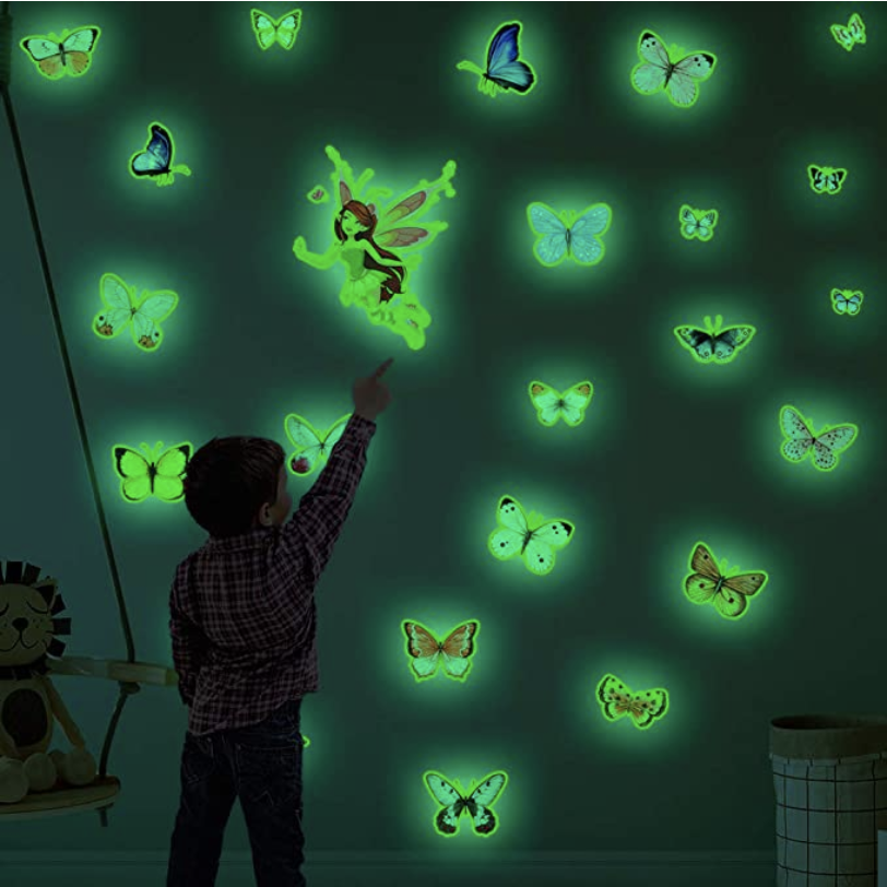 Amazon.com: Glowing Butterfly Decorations Wall Ceiling Bedroom Stickers Decals Luminous Color Butter