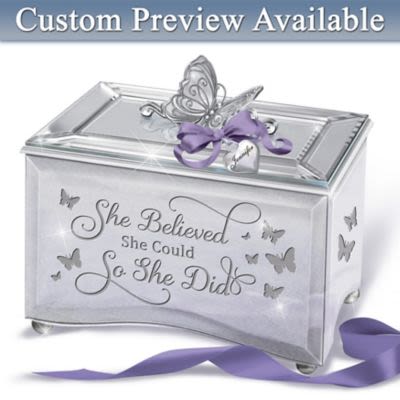 Keepsake Music Box: She Believed She Could So She Did Personalized Mirrored Jewelry Music Box
