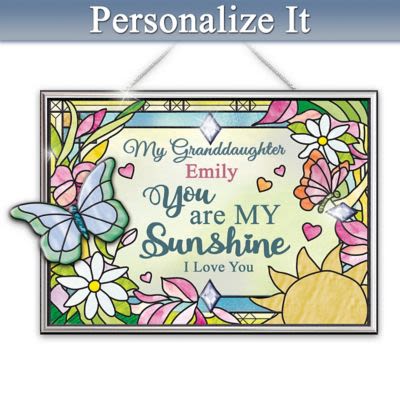 Granddaughter, You Are My Sunshine Personalized Suncatcher Featuring A Stained-Glass Inspired Butter