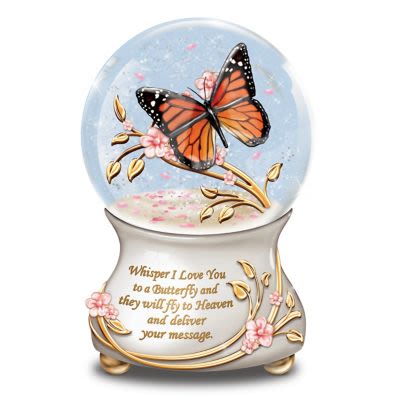 Whispers From Heaven Monarch Butterfly Musical Glitter Globe Featuring 22K Gold-Plated Accents With 