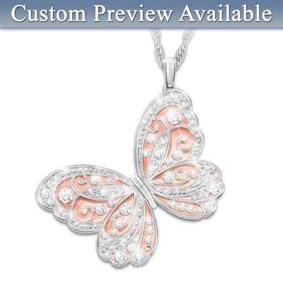 Spread Your Wings & Fly Personalized Granddaughter 18K Rose Gold-Plated Locket Pendant Necklace Feat