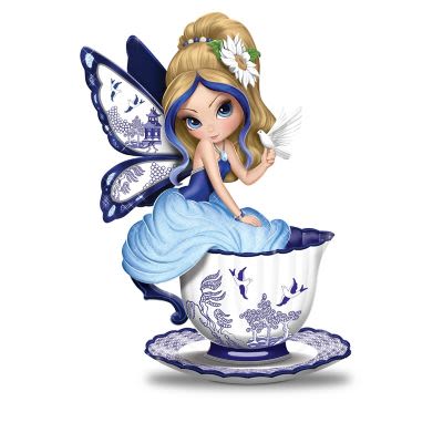 Jasmine Becket-Griffith Blue Willow Romance Teacup Figurine Collection Featuring Figurines With Porc