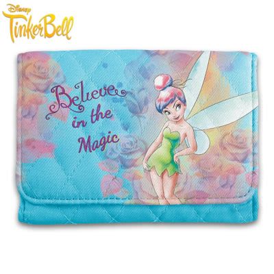 Disney Tinker Bell Quilted Tri-Fold Wallet Featuring Custom Designed Artwork With RFID Blocking Tech