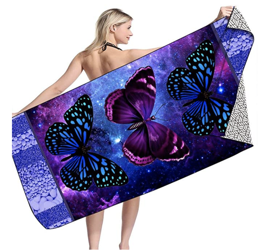 Amazon.com: Butterfly Beach Towel Quick Dry Lightweight Microfiber Bath Shower Swim Towels Sandless 