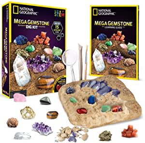 Amazon.com: NATIONAL GEOGRAPHIC Mega Gemstone Dig Kit – Dig Up 15 Real Gems, STEM Science & Educatio