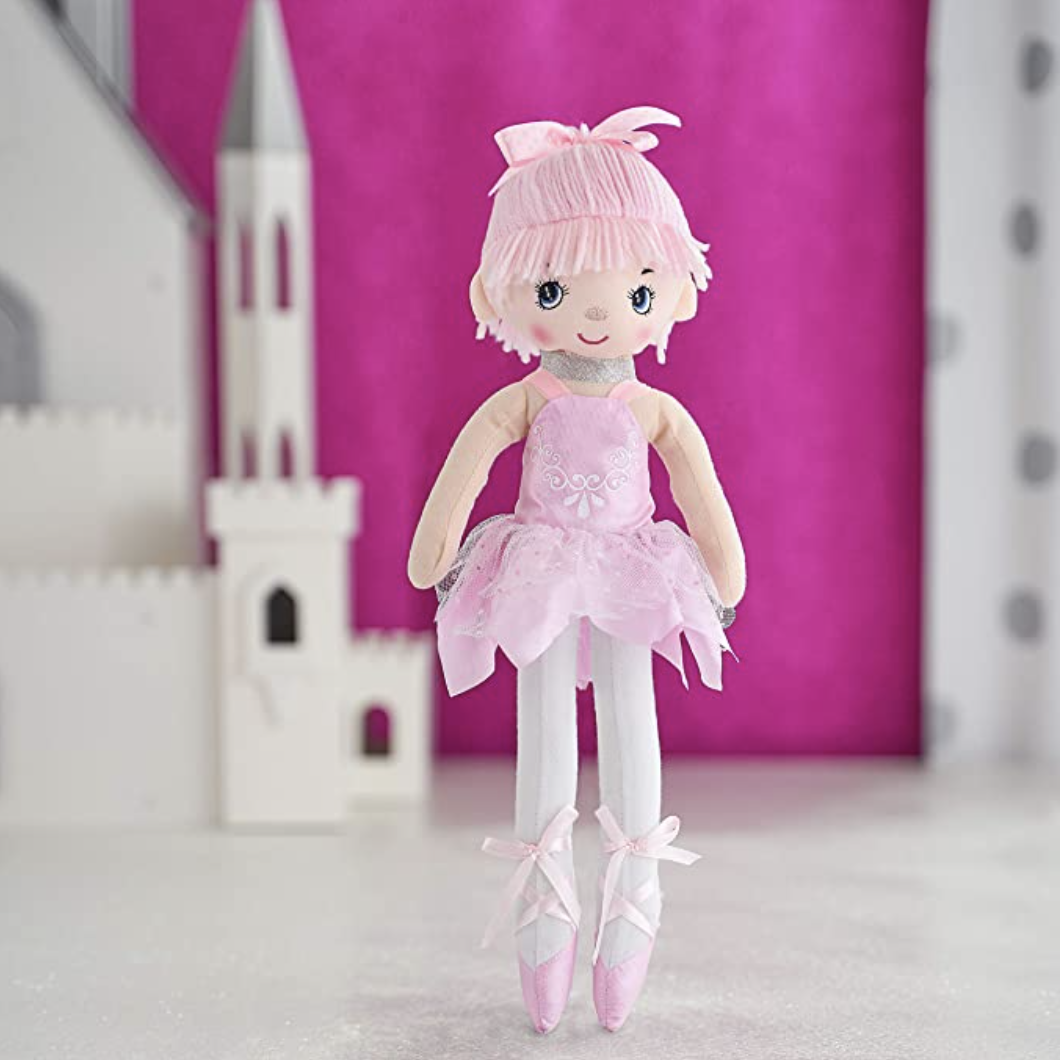 Amazon.com: Butterfly Craze Ballerina Dancer Doll – Soft, Cuddly Cloth Doll/Stuffed Toy with Pink Ya