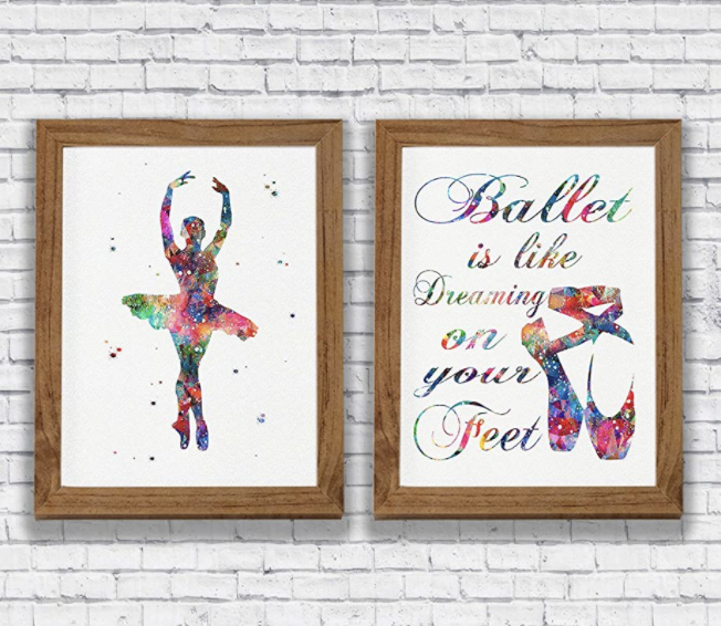 Amazon.com: Ballerina Quote Watercolor Print Set Dance Wall Art Girl's Room Wall Decor Ballet Studio