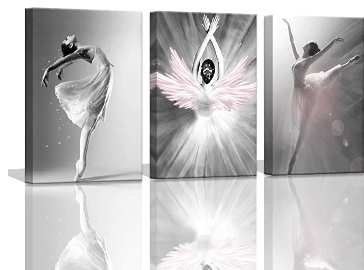 Amazon.com: Girls Bedroom Decor Ballet Dancer Wall Pictures for Bedroom Black and White With Pink Ho