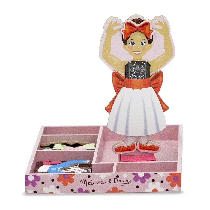 Melissa & Doug Deluxe Nina Ballerina Magnetic Dress-up Wooden Doll With 27pc Of Clothing : Target