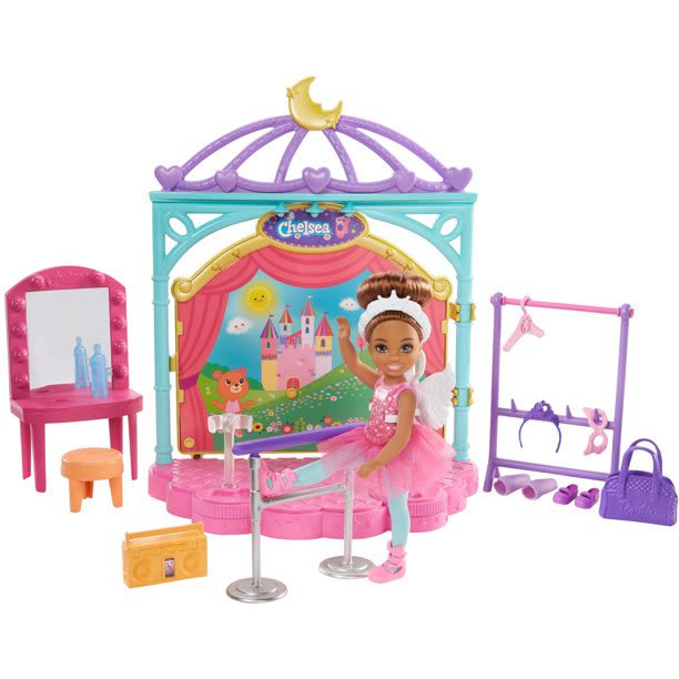 ​Barbie Club Chelsea Doll and Ballet Playset, Brunette, with Transforming Stage - Walmart.com