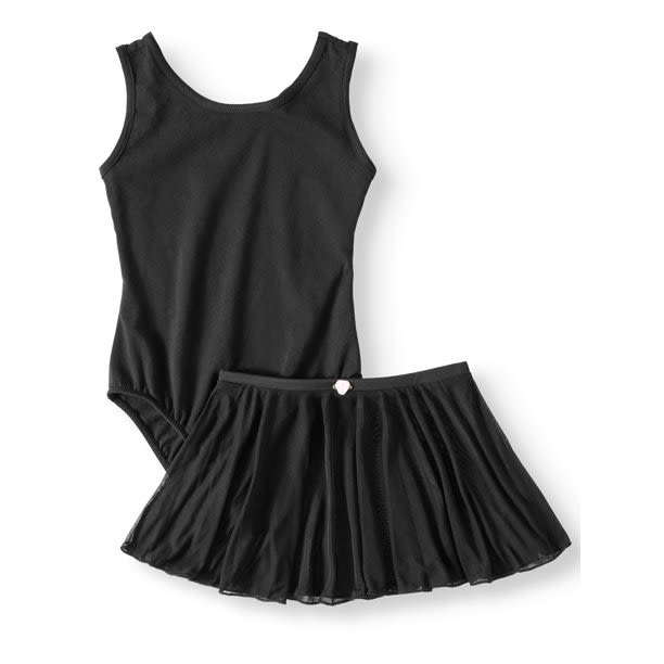 Danskin Now Girls Tank Ballet & Dance Leotard with Front Liner and Dance Skirt Combo, 2-Piece Outfit