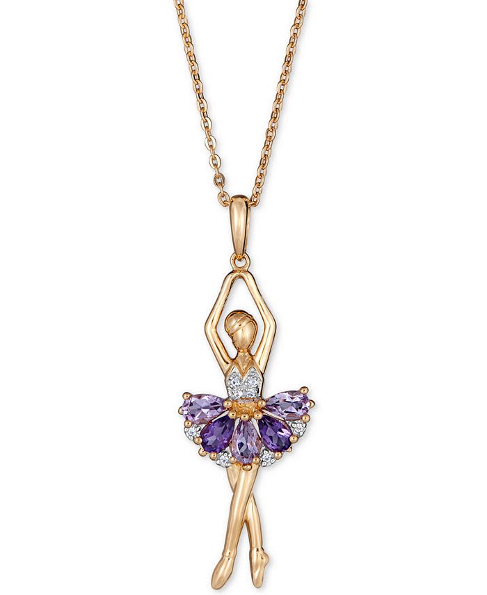 Macy's Multi-Gemstone Ballerina 18" Pendant Necklace (1-5/8 ct. t.w.) in 14k Gold-Plated Sterling Si