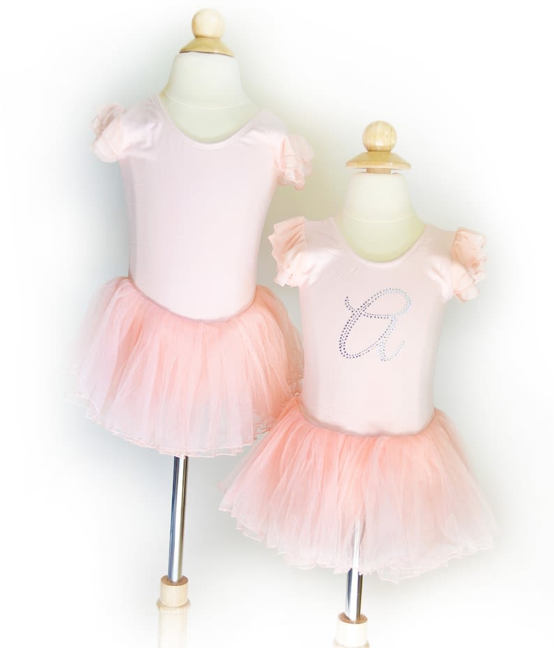 Girls Ballet Leotard Tutu Bodysuit in Peach With Personalized | Etsy