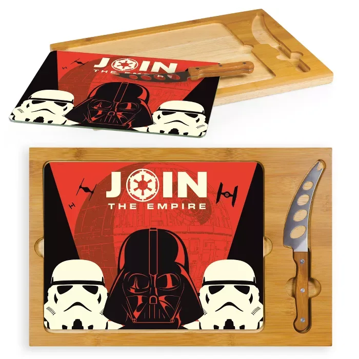 Star Wars Empire Icon Glass Top Serving Tray With Knife Set By Picnic Time : Target