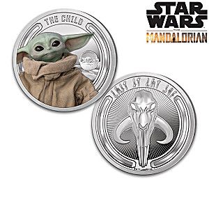 STAR WARS The Mandalorian 99.9% Silver-Plated Proof Collection Featuring Full-Color Artwork From The